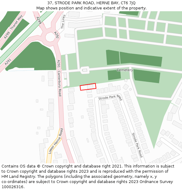 37, STRODE PARK ROAD, HERNE BAY, CT6 7JQ: Location map and indicative extent of plot