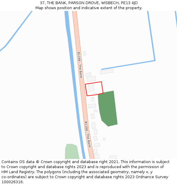 37, THE BANK, PARSON DROVE, WISBECH, PE13 4JD: Location map and indicative extent of plot