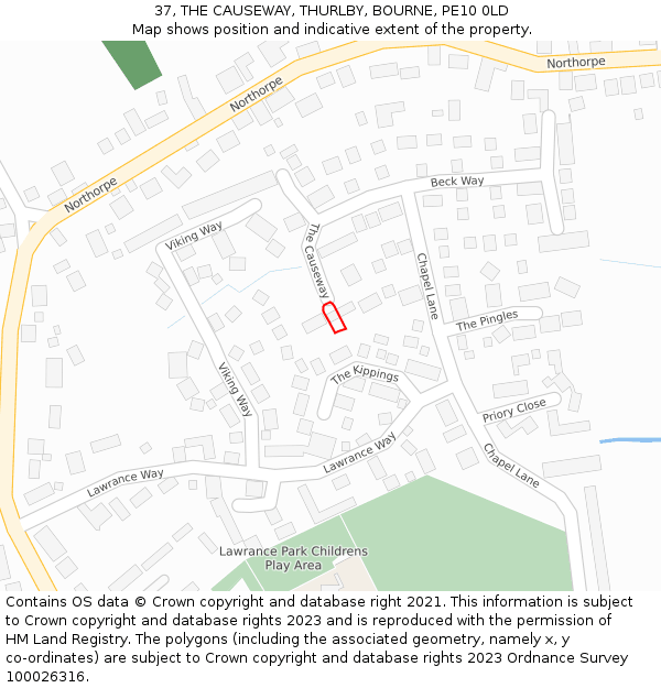 37, THE CAUSEWAY, THURLBY, BOURNE, PE10 0LD: Location map and indicative extent of plot