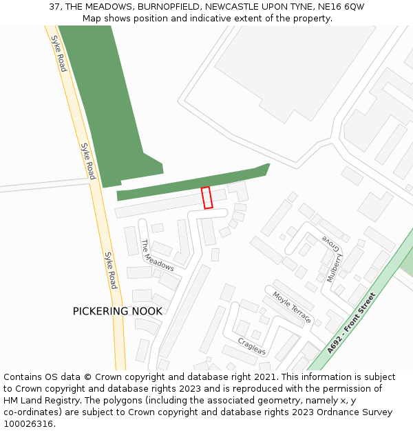 37, THE MEADOWS, BURNOPFIELD, NEWCASTLE UPON TYNE, NE16 6QW: Location map and indicative extent of plot