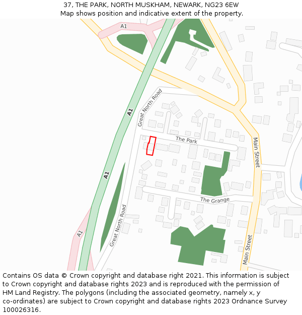 37, THE PARK, NORTH MUSKHAM, NEWARK, NG23 6EW: Location map and indicative extent of plot