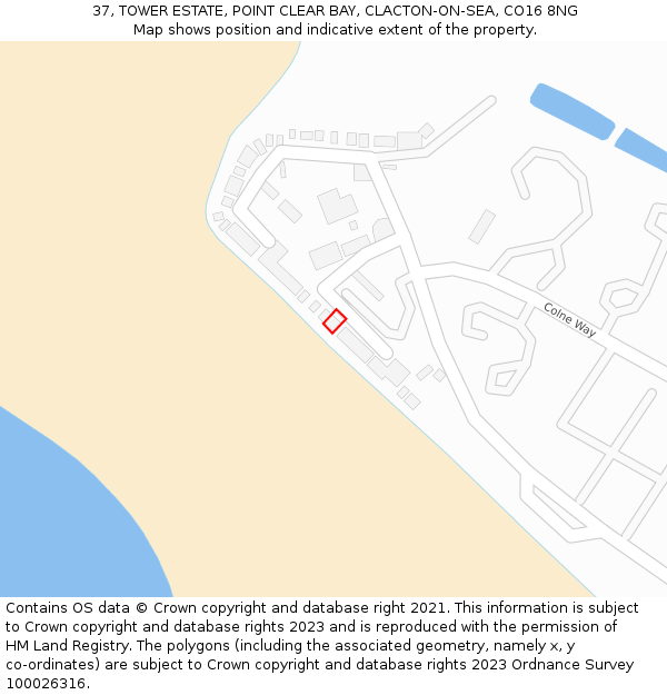 37, TOWER ESTATE, POINT CLEAR BAY, CLACTON-ON-SEA, CO16 8NG: Location map and indicative extent of plot