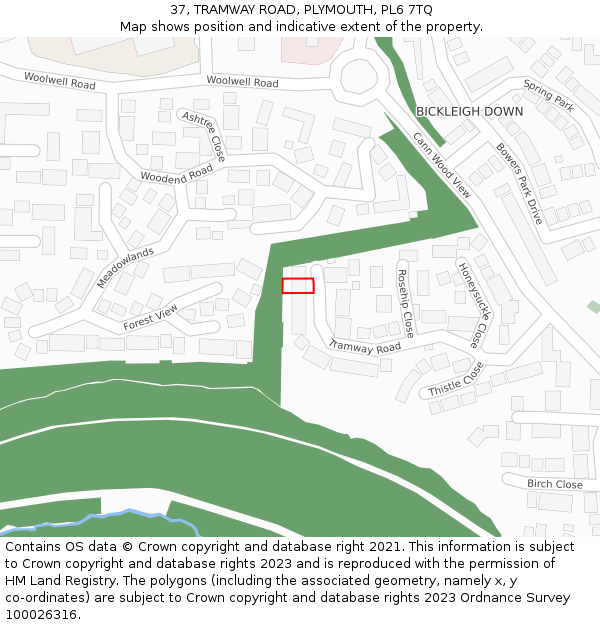 37, TRAMWAY ROAD, PLYMOUTH, PL6 7TQ: Location map and indicative extent of plot