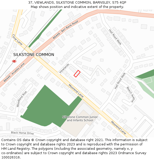 37, VIEWLANDS, SILKSTONE COMMON, BARNSLEY, S75 4QP: Location map and indicative extent of plot