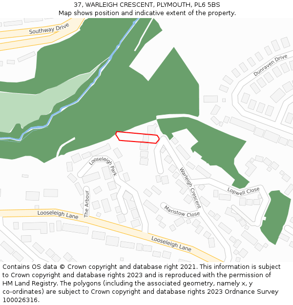 37, WARLEIGH CRESCENT, PLYMOUTH, PL6 5BS: Location map and indicative extent of plot