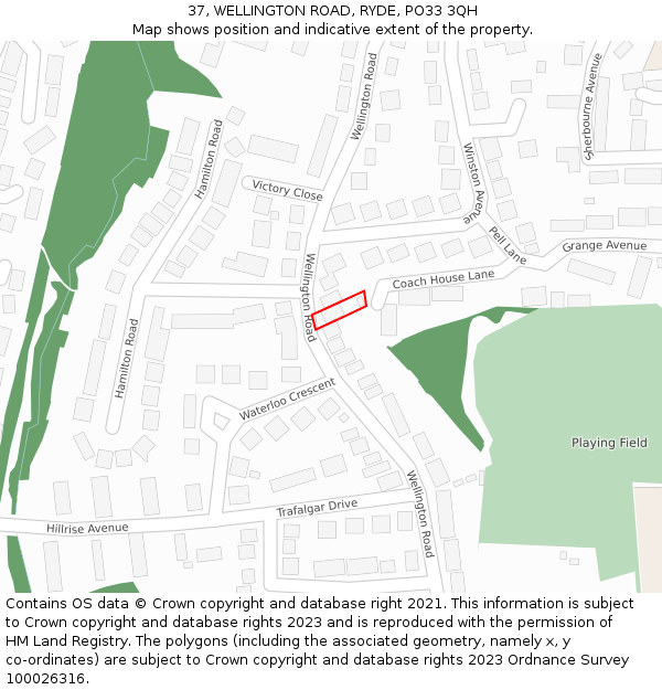 37, WELLINGTON ROAD, RYDE, PO33 3QH: Location map and indicative extent of plot