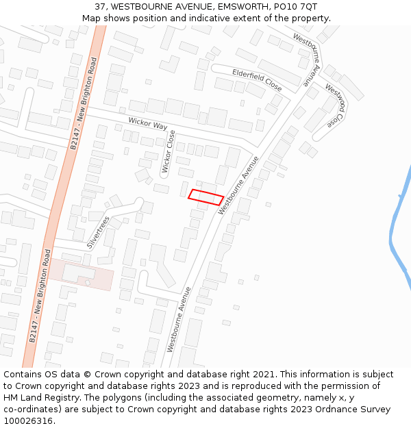 37, WESTBOURNE AVENUE, EMSWORTH, PO10 7QT: Location map and indicative extent of plot