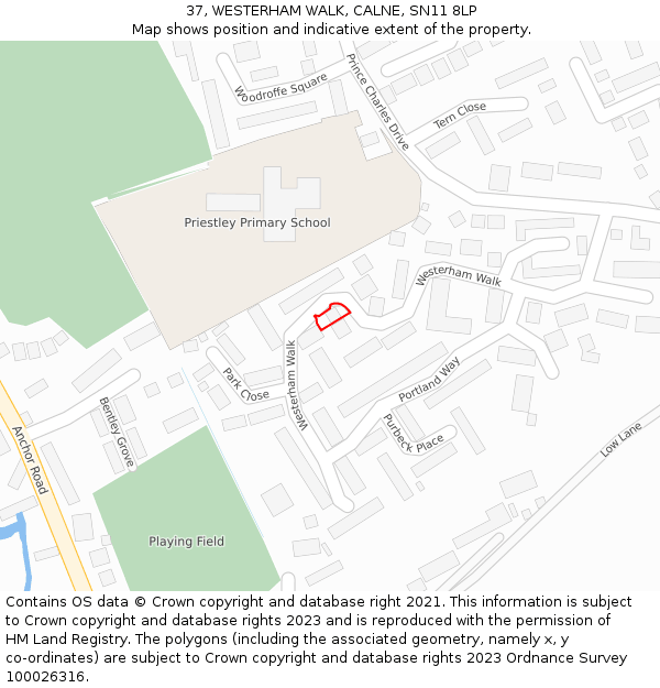 37, WESTERHAM WALK, CALNE, SN11 8LP: Location map and indicative extent of plot