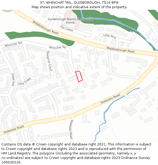 37, WHINCHAT TAIL, GUISBOROUGH, TS14 8PW: Location map and indicative extent of plot