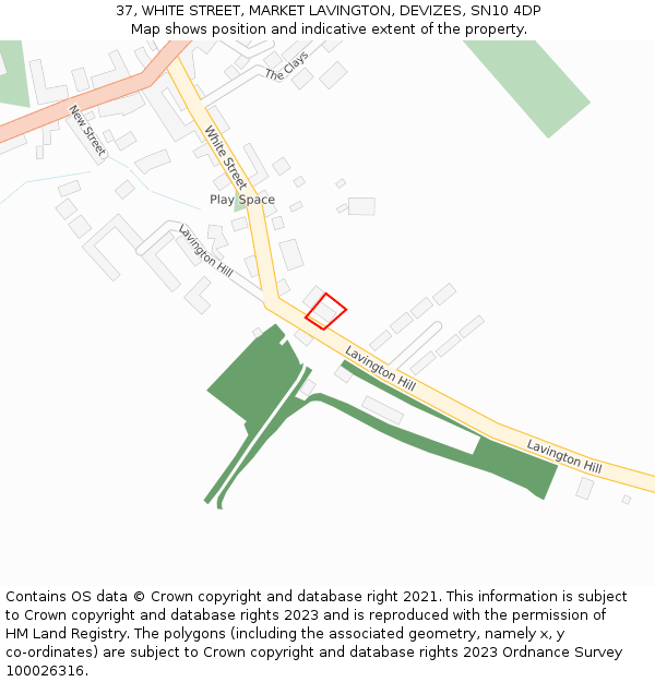 37, WHITE STREET, MARKET LAVINGTON, DEVIZES, SN10 4DP: Location map and indicative extent of plot