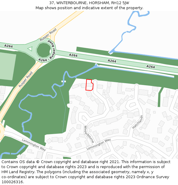 37, WINTERBOURNE, HORSHAM, RH12 5JW: Location map and indicative extent of plot