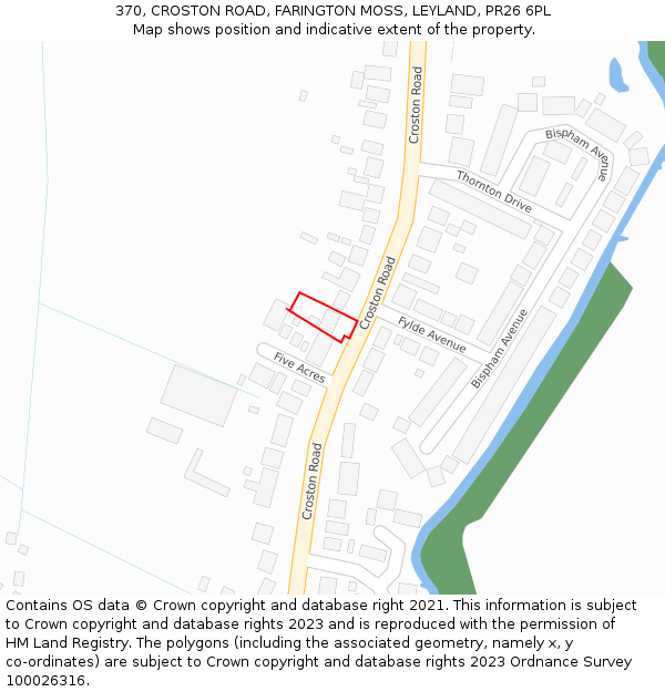 370, CROSTON ROAD, FARINGTON MOSS, LEYLAND, PR26 6PL: Location map and indicative extent of plot