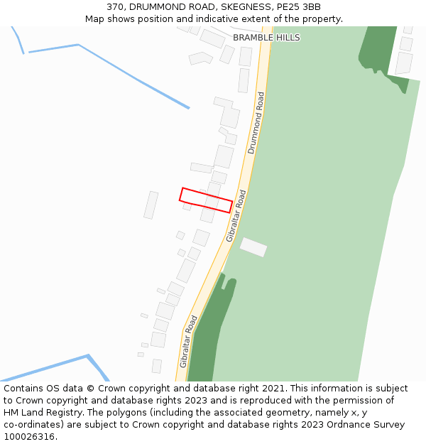 370, DRUMMOND ROAD, SKEGNESS, PE25 3BB: Location map and indicative extent of plot