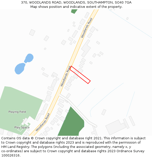 370, WOODLANDS ROAD, WOODLANDS, SOUTHAMPTON, SO40 7GA: Location map and indicative extent of plot