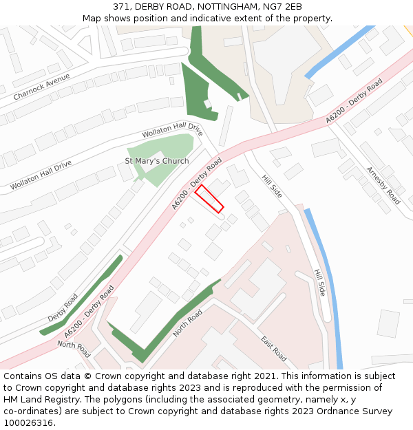 371, DERBY ROAD, NOTTINGHAM, NG7 2EB: Location map and indicative extent of plot