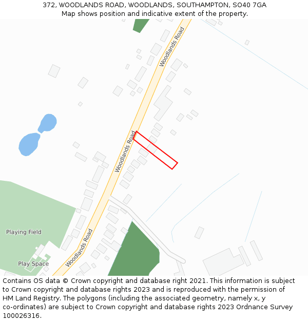 372, WOODLANDS ROAD, WOODLANDS, SOUTHAMPTON, SO40 7GA: Location map and indicative extent of plot