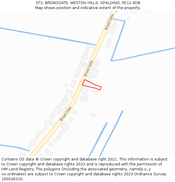 373, BROADGATE, WESTON HILLS, SPALDING, PE12 6DB: Location map and indicative extent of plot