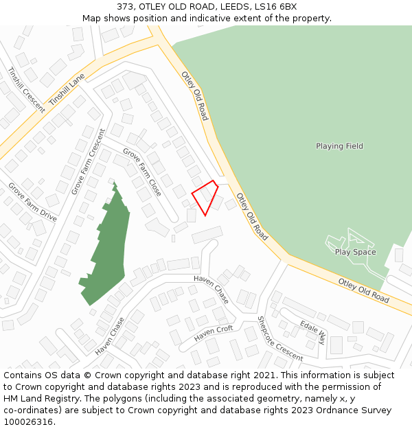 373, OTLEY OLD ROAD, LEEDS, LS16 6BX: Location map and indicative extent of plot