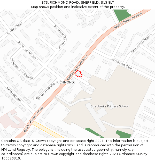 373, RICHMOND ROAD, SHEFFIELD, S13 8LT: Location map and indicative extent of plot