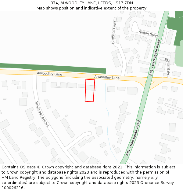 374, ALWOODLEY LANE, LEEDS, LS17 7DN: Location map and indicative extent of plot