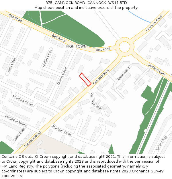 375, CANNOCK ROAD, CANNOCK, WS11 5TD: Location map and indicative extent of plot