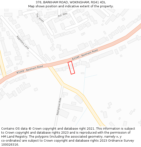 376, BARKHAM ROAD, WOKINGHAM, RG41 4DL: Location map and indicative extent of plot