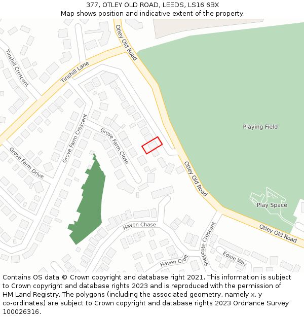 377, OTLEY OLD ROAD, LEEDS, LS16 6BX: Location map and indicative extent of plot