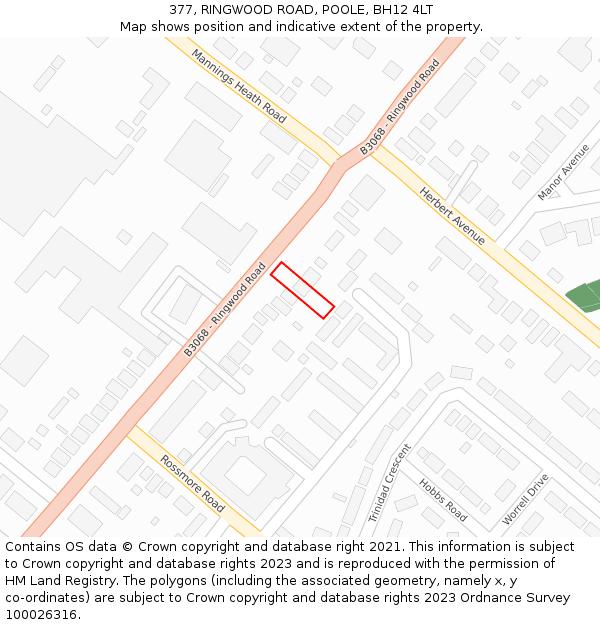 377, RINGWOOD ROAD, POOLE, BH12 4LT: Location map and indicative extent of plot