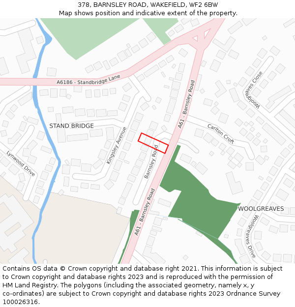 378, BARNSLEY ROAD, WAKEFIELD, WF2 6BW: Location map and indicative extent of plot