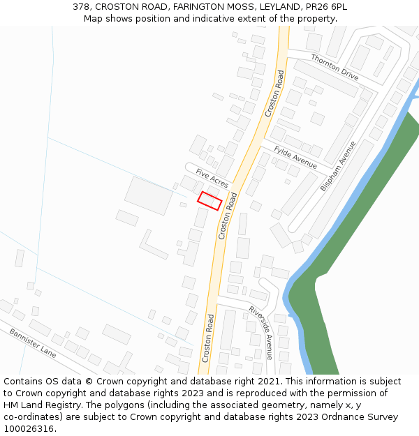 378, CROSTON ROAD, FARINGTON MOSS, LEYLAND, PR26 6PL: Location map and indicative extent of plot