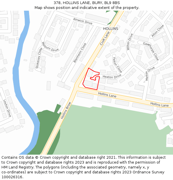 378, HOLLINS LANE, BURY, BL9 8BS: Location map and indicative extent of plot