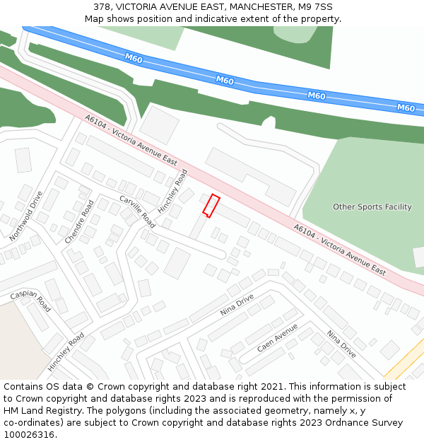 378, VICTORIA AVENUE EAST, MANCHESTER, M9 7SS: Location map and indicative extent of plot