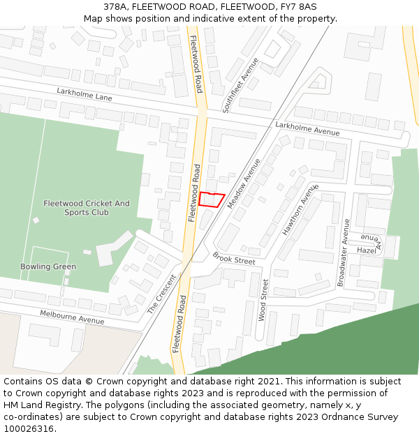 378A, FLEETWOOD ROAD, FLEETWOOD, FY7 8AS: Location map and indicative extent of plot