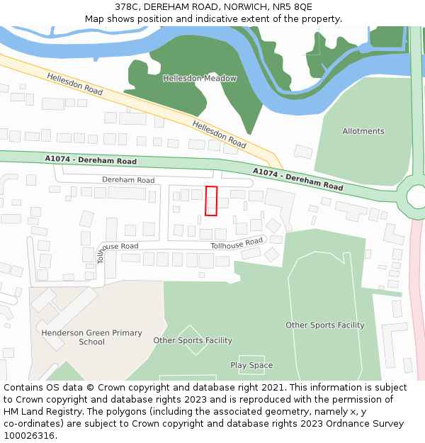 378C, DEREHAM ROAD, NORWICH, NR5 8QE: Location map and indicative extent of plot