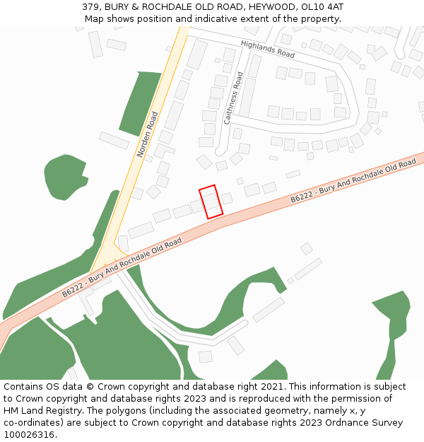 379, BURY & ROCHDALE OLD ROAD, HEYWOOD, OL10 4AT: Location map and indicative extent of plot