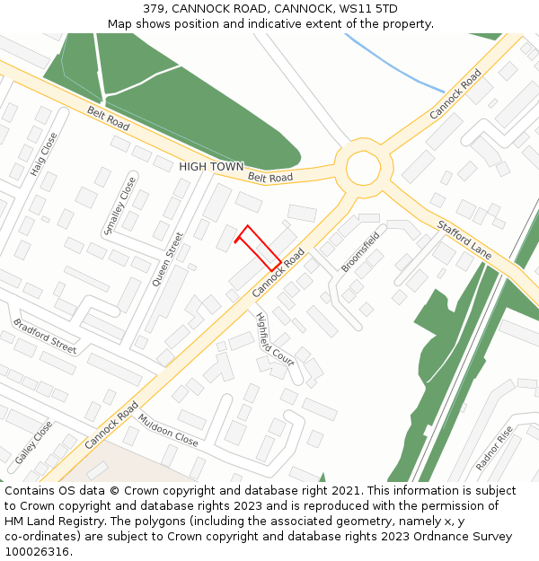 379, CANNOCK ROAD, CANNOCK, WS11 5TD: Location map and indicative extent of plot