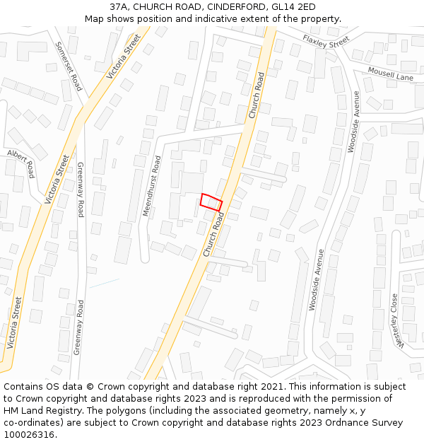 37A, CHURCH ROAD, CINDERFORD, GL14 2ED: Location map and indicative extent of plot