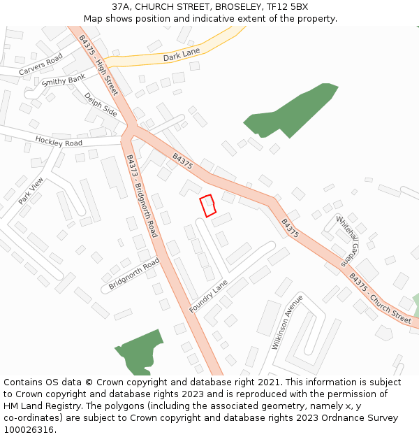 37A, CHURCH STREET, BROSELEY, TF12 5BX: Location map and indicative extent of plot