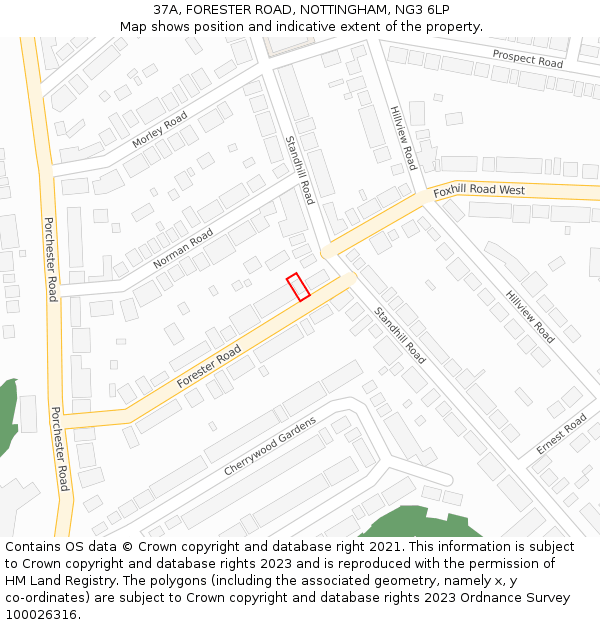 37A, FORESTER ROAD, NOTTINGHAM, NG3 6LP: Location map and indicative extent of plot