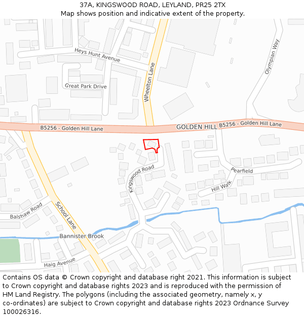 37A, KINGSWOOD ROAD, LEYLAND, PR25 2TX: Location map and indicative extent of plot