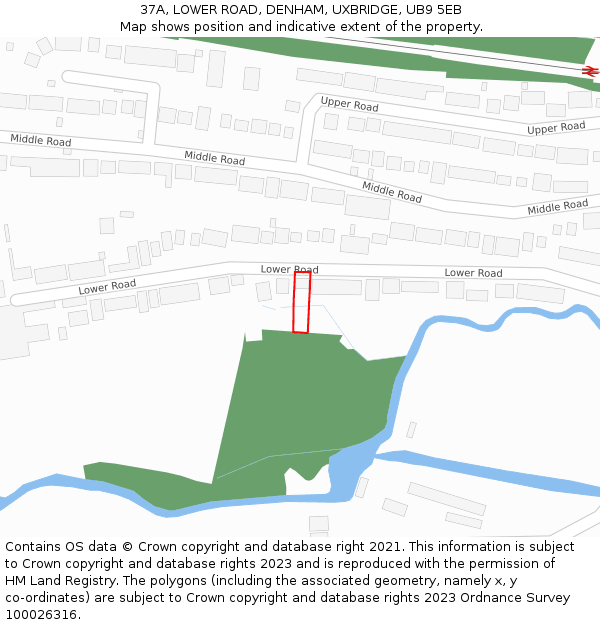 37A, LOWER ROAD, DENHAM, UXBRIDGE, UB9 5EB: Location map and indicative extent of plot