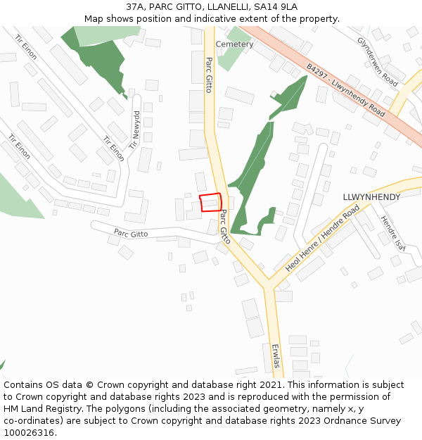 37A, PARC GITTO, LLANELLI, SA14 9LA: Location map and indicative extent of plot