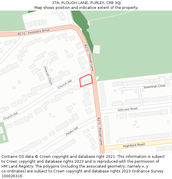 37A, PLOUGH LANE, PURLEY, CR8 3QJ: Location map and indicative extent of plot