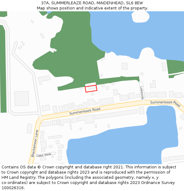 37A, SUMMERLEAZE ROAD, MAIDENHEAD, SL6 8EW: Location map and indicative extent of plot