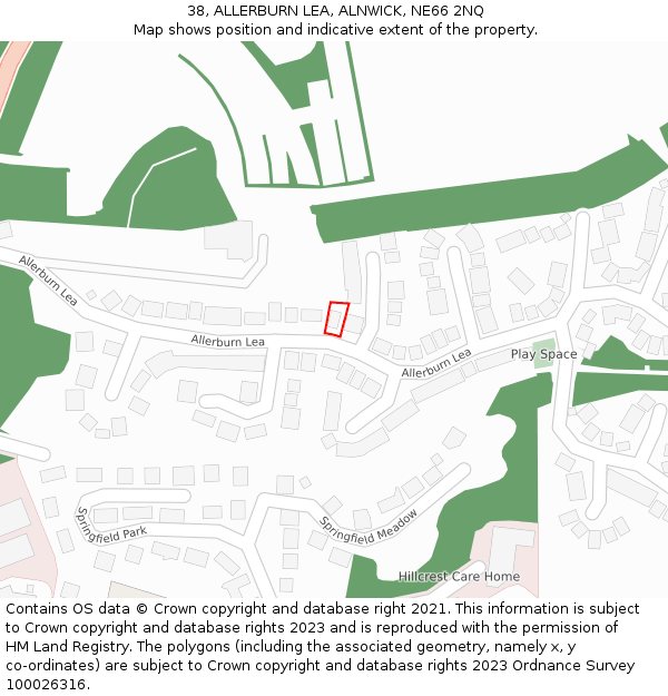 38, ALLERBURN LEA, ALNWICK, NE66 2NQ: Location map and indicative extent of plot