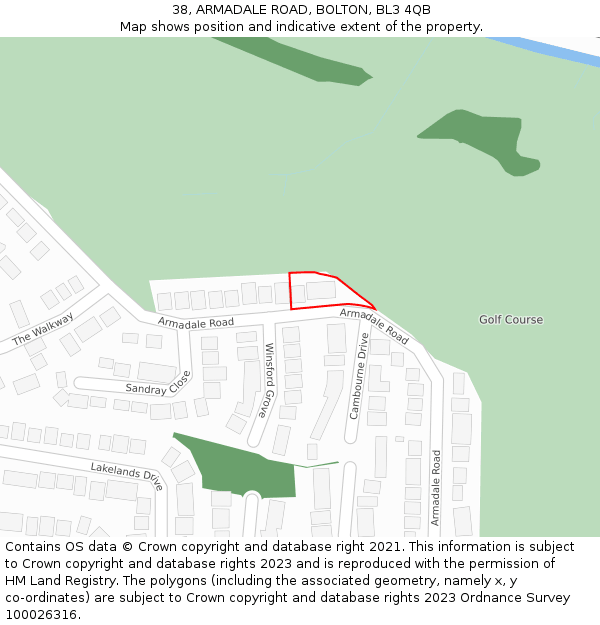 38, ARMADALE ROAD, BOLTON, BL3 4QB: Location map and indicative extent of plot