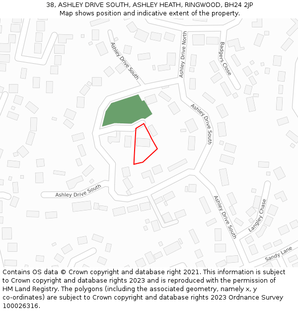 38, ASHLEY DRIVE SOUTH, ASHLEY HEATH, RINGWOOD, BH24 2JP: Location map and indicative extent of plot