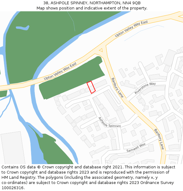 38, ASHPOLE SPINNEY, NORTHAMPTON, NN4 9QB: Location map and indicative extent of plot