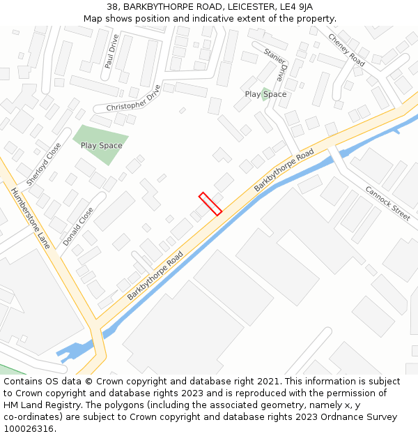 38, BARKBYTHORPE ROAD, LEICESTER, LE4 9JA: Location map and indicative extent of plot