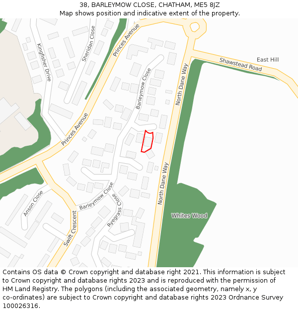 38, BARLEYMOW CLOSE, CHATHAM, ME5 8JZ: Location map and indicative extent of plot